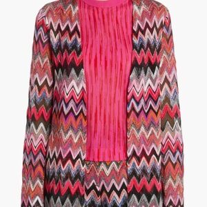 Missoni Zigzag Longline Cardigan - Multicolored Pink, Red, Black